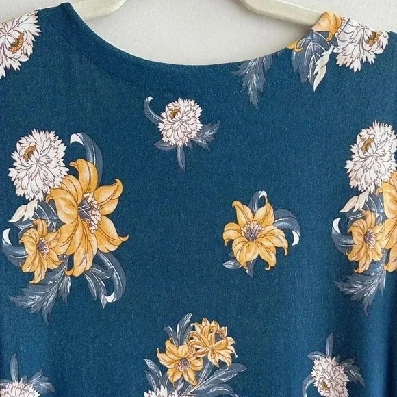 LOFT Blue and Yellow Floral Swing Shift Dress, Casual Knit Dress, Size Medium - Picture 11 of 16